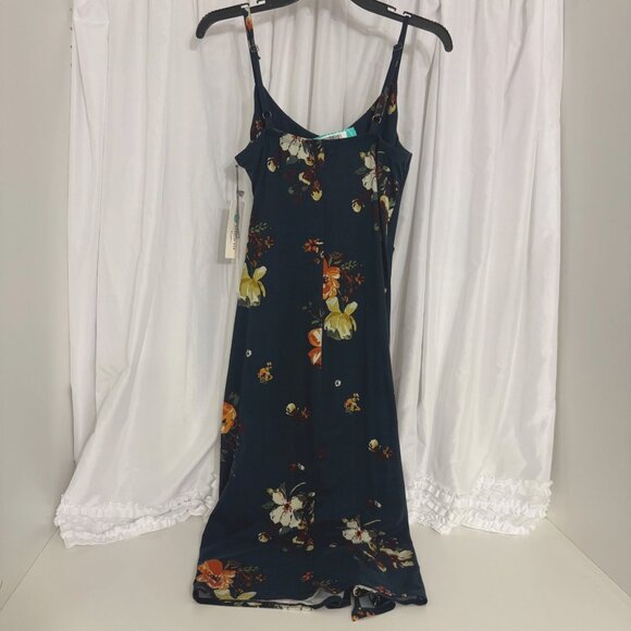 Nine Britton Vivienne Floral Navy Midi Dress Knot Detail Adjustable Straps Small - Picture 8 of 11